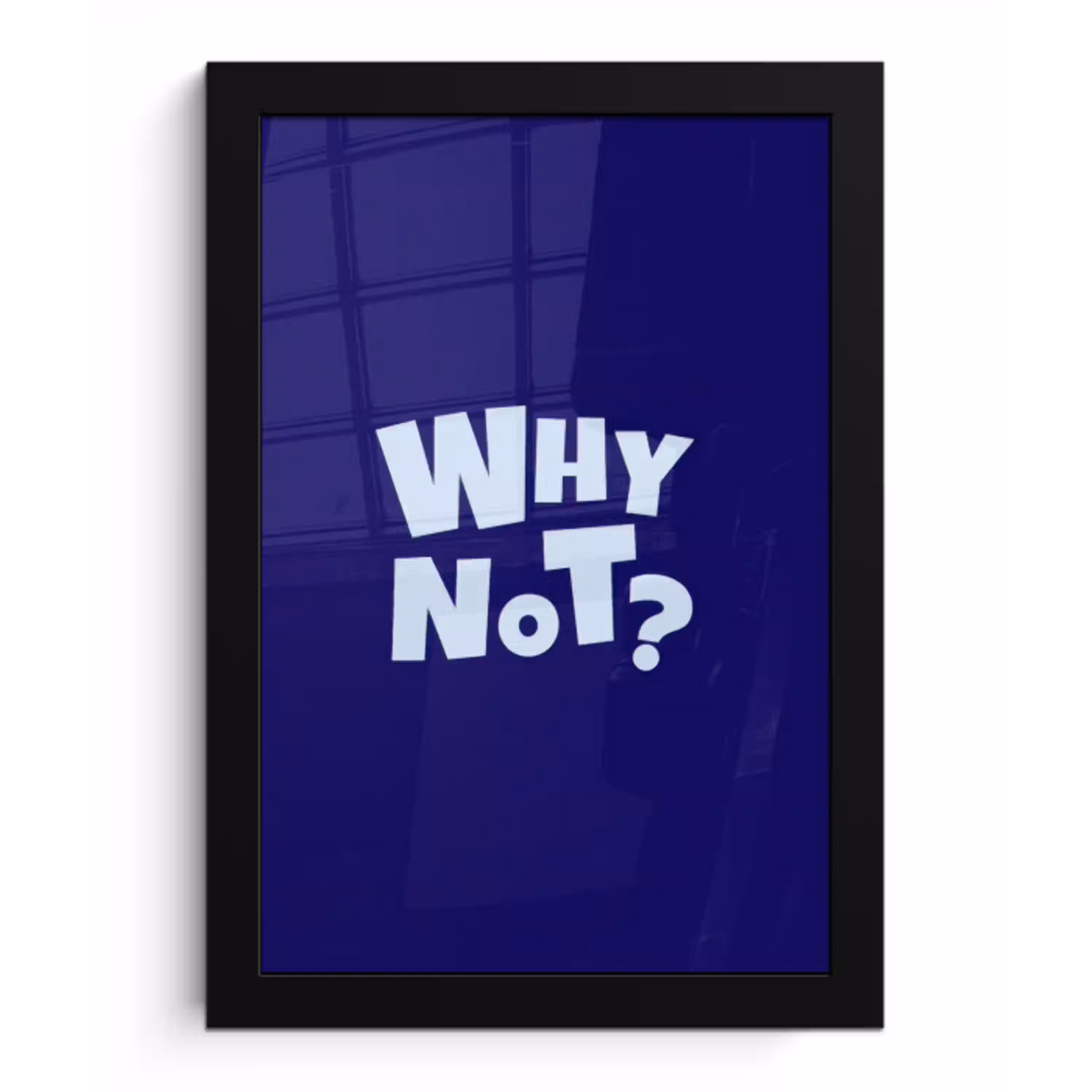 Blauw - Why not - Minimalistisch fotolijst zwart zonder passe partout klein -3d