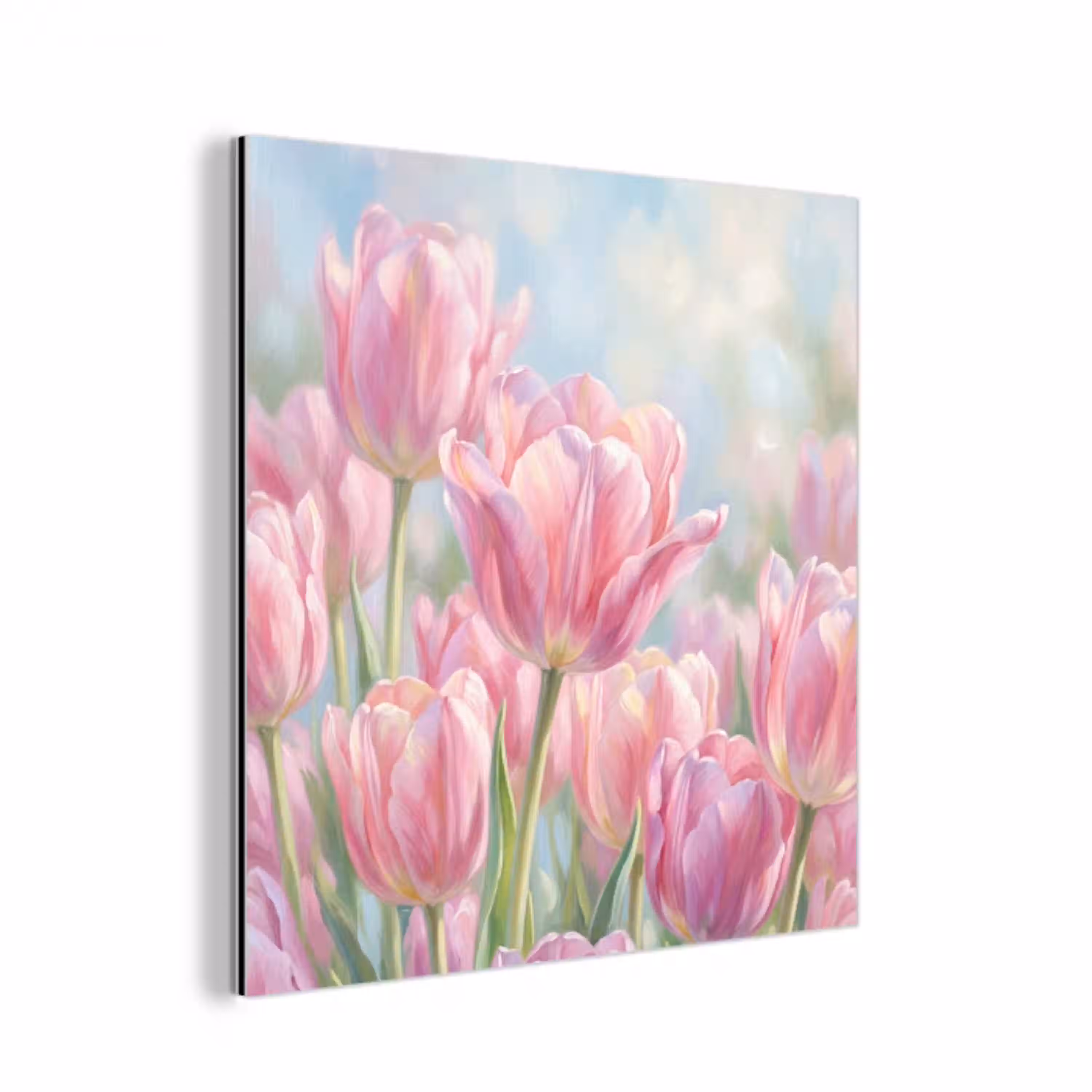 Tulpen - Veld - Lente - Roze aluminium wit klein -3d
