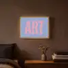 Art - Roze - Blauw Light Box met batterij (Wandlamp) middel -sfeer4