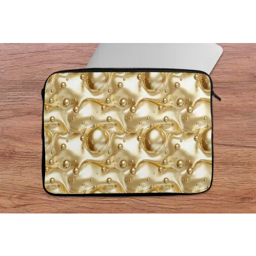 Vloeibaar - Druppels - Goud laptophoes neopreen klein 279 -tafel
