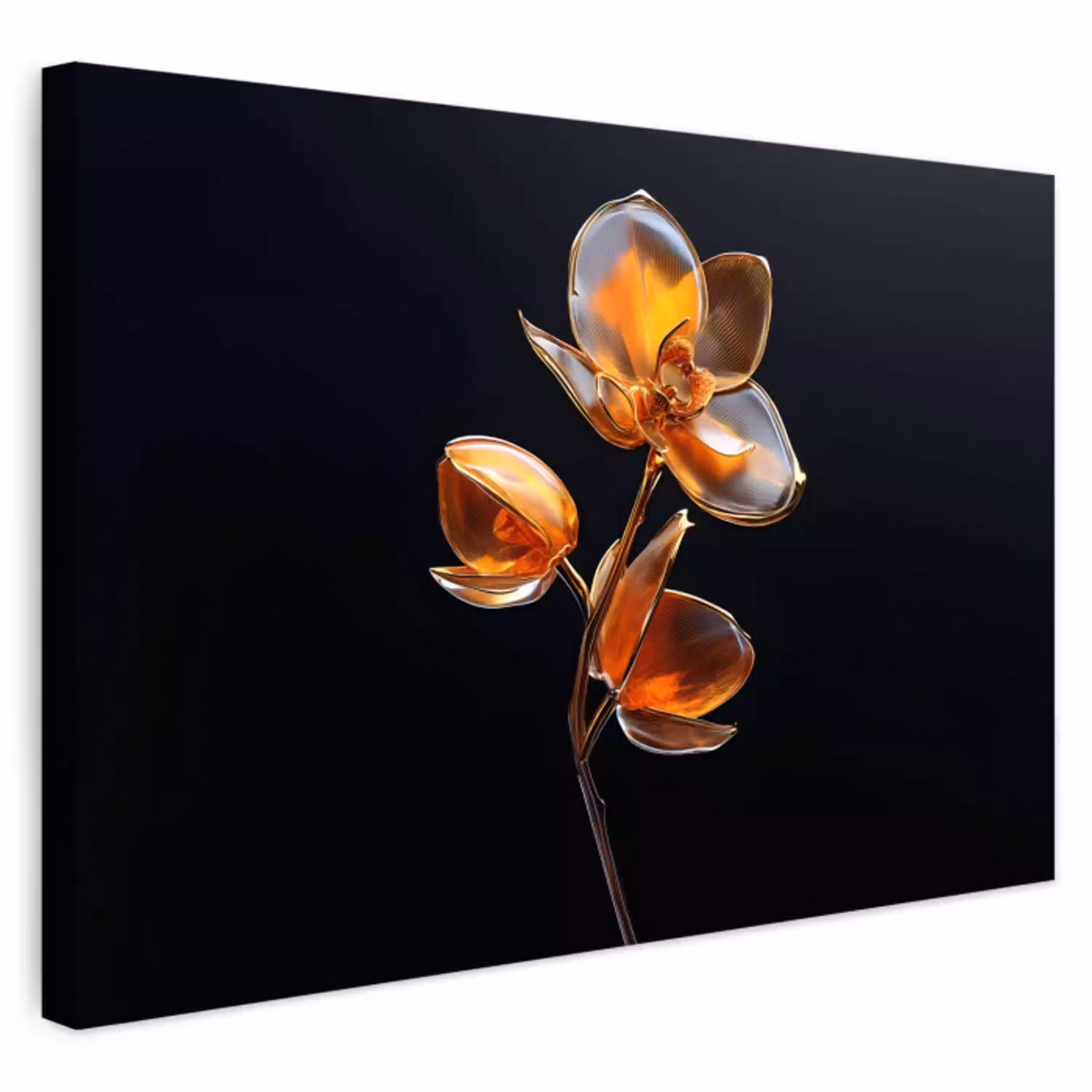 Bloem - Orchidee - Oranje Tuinposter op houten frame 2 cm dik klein -3d