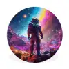 Ruimte - Astronaut - Neon - Sterren Wandcirkel kunststof plaat 5mm dik klein -3d