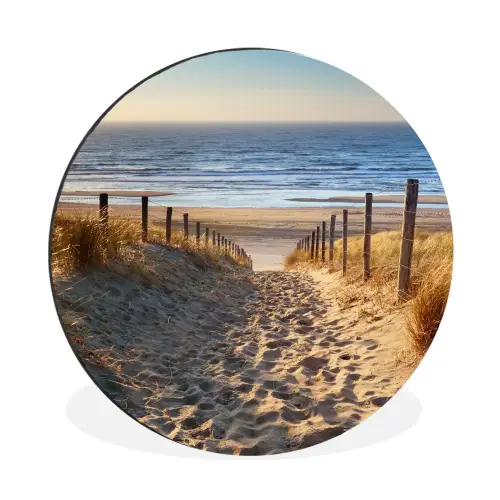 Strand - Zee - Nederland - Duinen - Zon Wandcirkel aluminium klein -3d