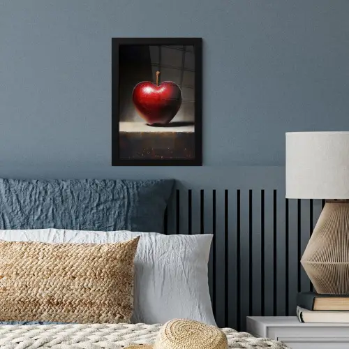 Apple - Hart - Rood fotolijst zwart zonder passe partout klein -sfeer3