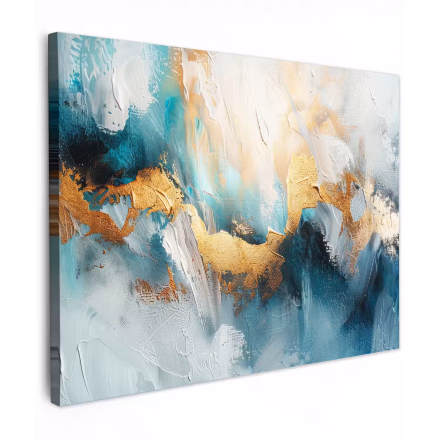 Leinwandbild - Abstrakt - Kunst - Gold - Blau