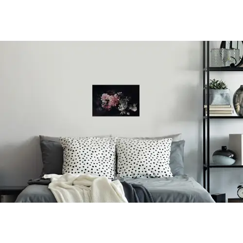 Bloemen - Vintage - Pastel - Zwart - Boeket Muursticker klein -slaapkamer
