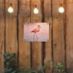 Flamingo - Water - Roze tuinposter los doek klein -sfeer1
