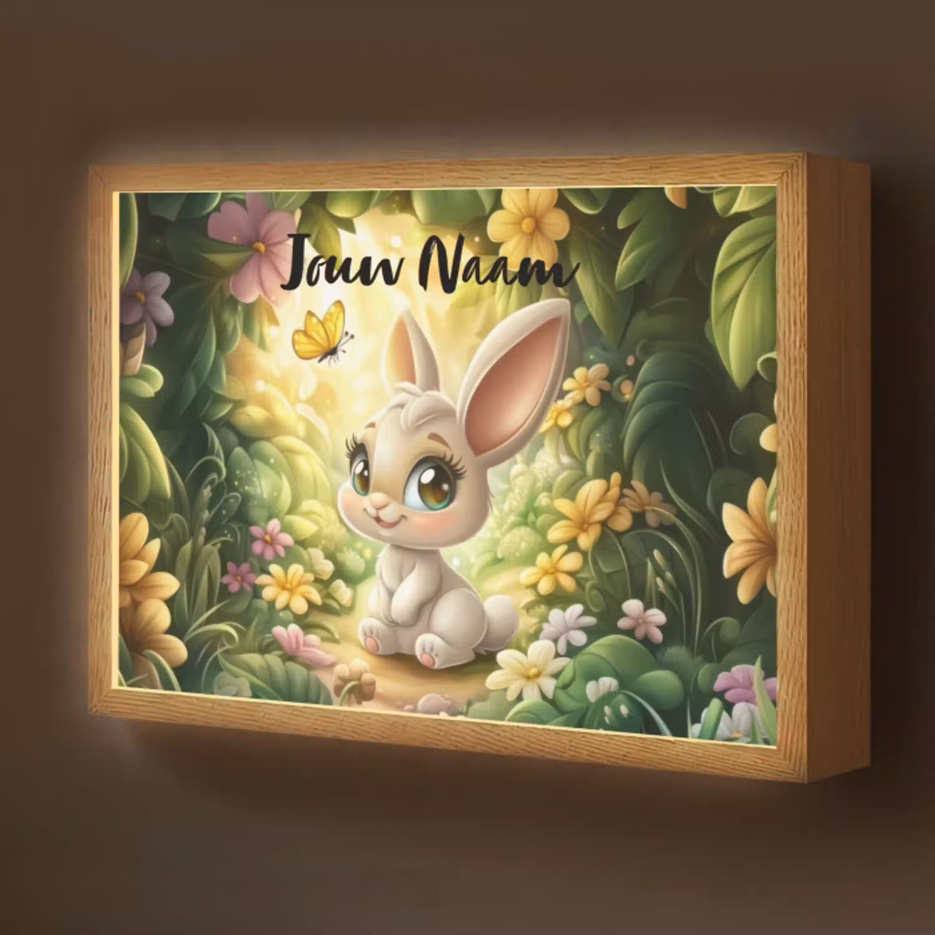Konijn - Zonlicht - Sprookjesachtig - Vlinder Light Box met batterij (Wandlamp kind) middel -z3d_website