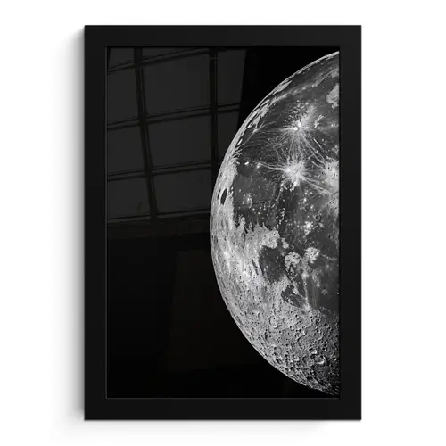 Close-up - Maan - Wit - Textuur fotolijst zwart zonder passe partout klein -3d