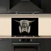 Schotse hooglander - Goud - Hoorns - Zwart wit - Koe - Dieren keuken achterwand spatscherm klein -sfeer1