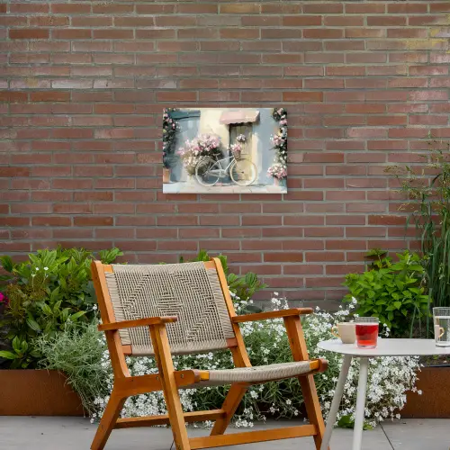Fiets - Pastelkleuren - Bloemen Tuinposter op houten frame 2 cm dik klein -sfeer3