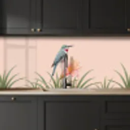 Vogel - Bloem - Natuur - Roze keuken achterwand 2 middel -sfeer1