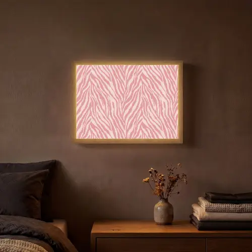 Zebra - Print - Roze Light Box met batterij (Wandlamp) middel 907 -sfeer4