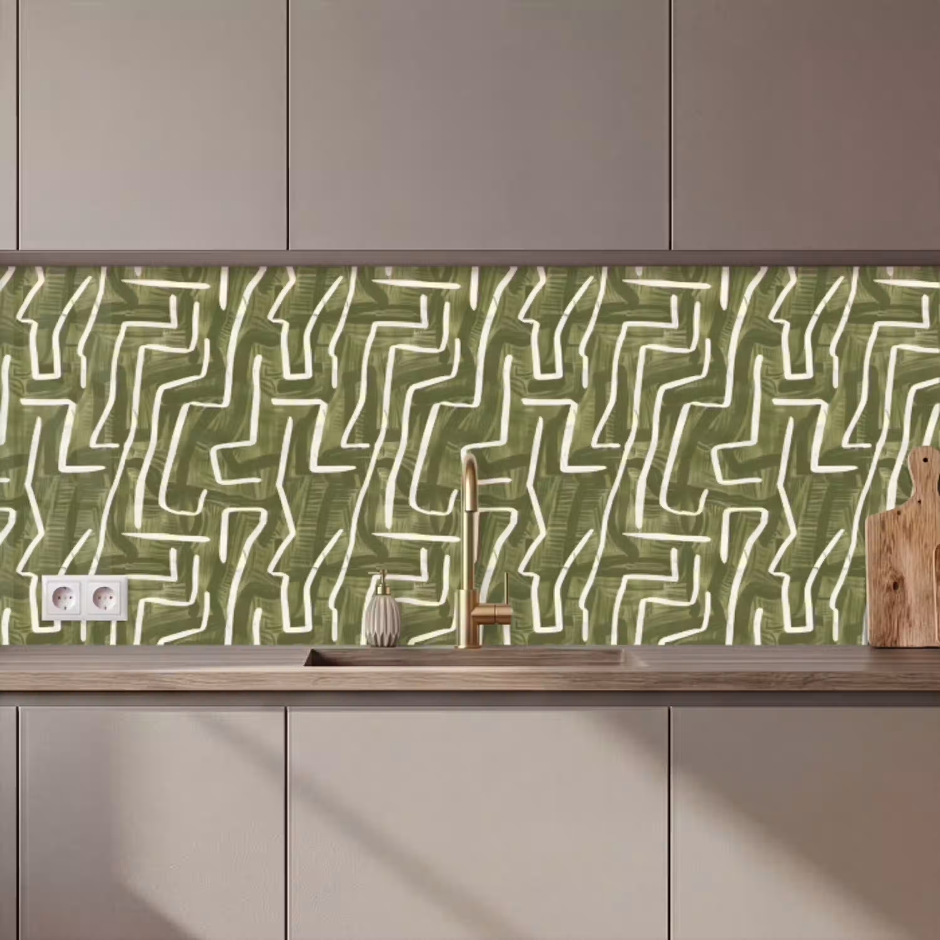 Groen - Abstract - Penseelstreken - Patroon keuken achterwand 2 middel 871 zz_3dshopping