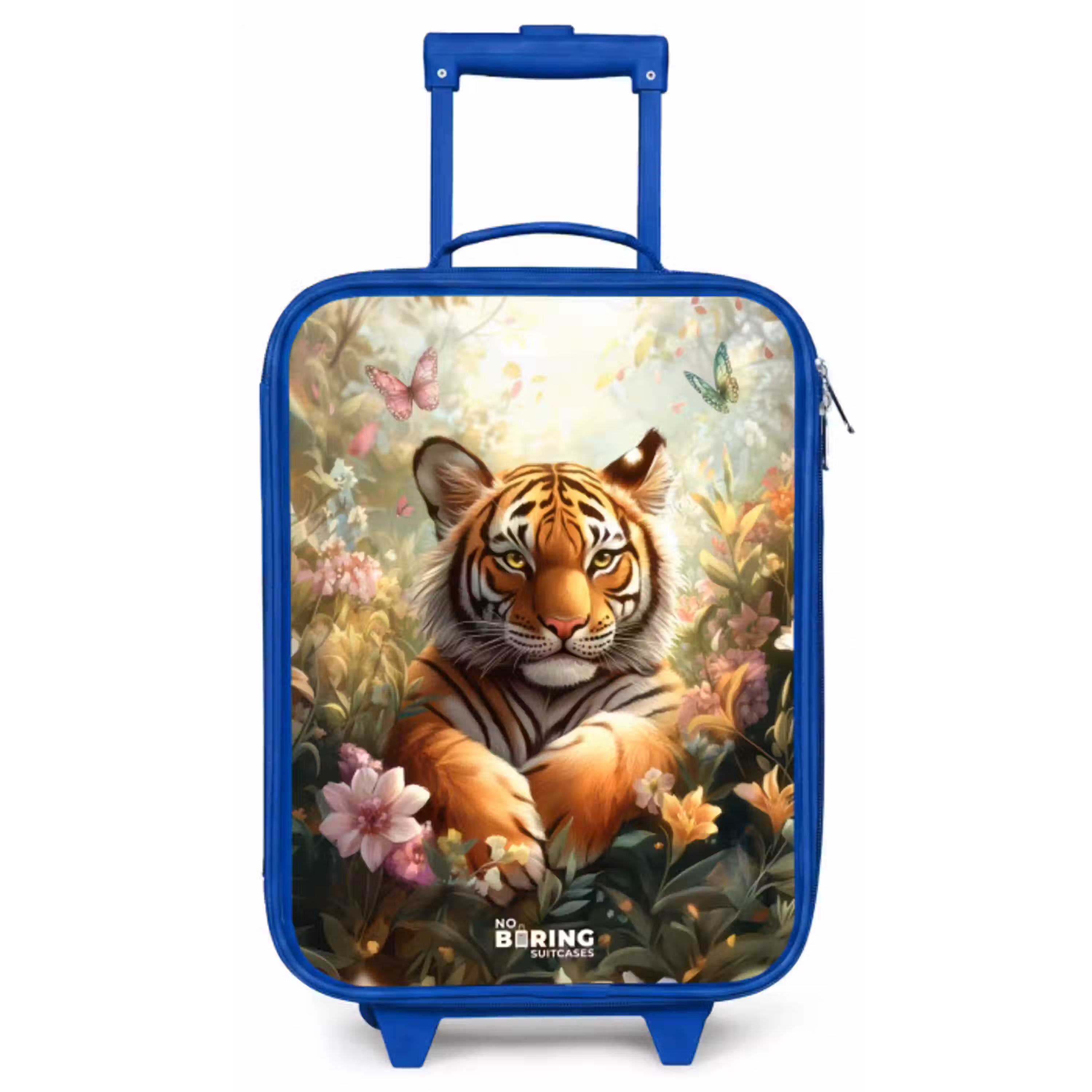 Tijger in bloemenveld met vlinders en zonlicht Kinderkoffer - Blauw klein -zz3dotto