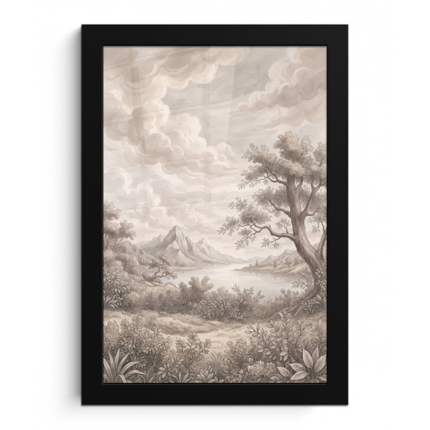 Landschap - Bergen - Meer - Natuur fotolijst zwart zonder passe partout klein -3d