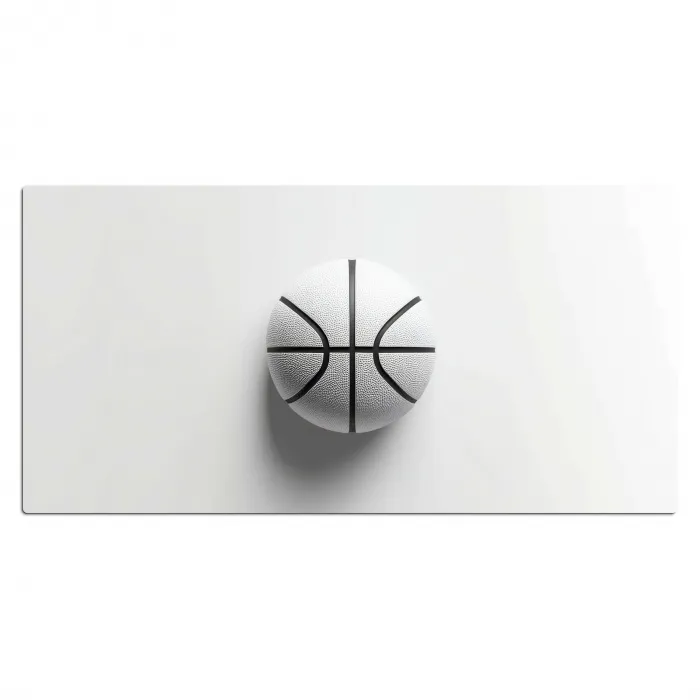 Basketbal - Wit - Schaduw - Lijnen Muismat XXL klein -3d_leeg