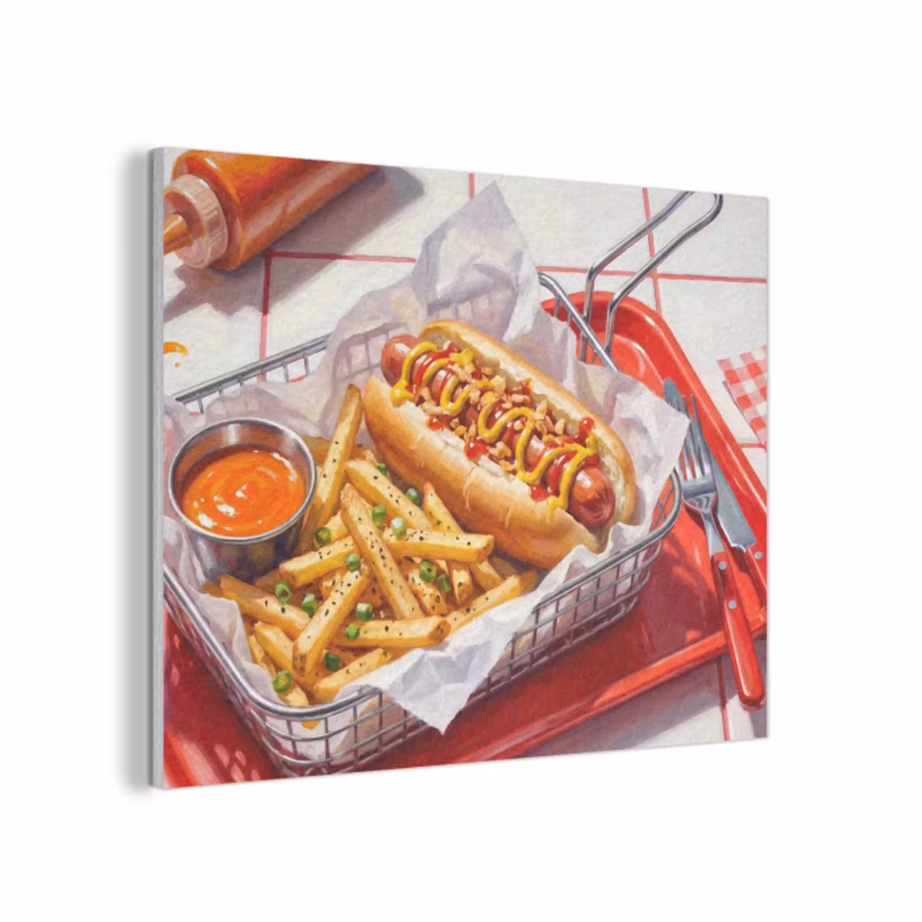 Eten - Hotdog - Fastfood - Modern - Rood PET vilt klein -3d