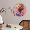 Kleurrijk - Bloemen - Vrouw - Zon Akoestische PET Vilt - Rond klein -sfeer3
