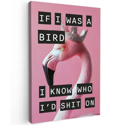 Flamingo - Roze - Vogel - Decoratie Tuinposter op houten frame 2 cm dik klein -3d