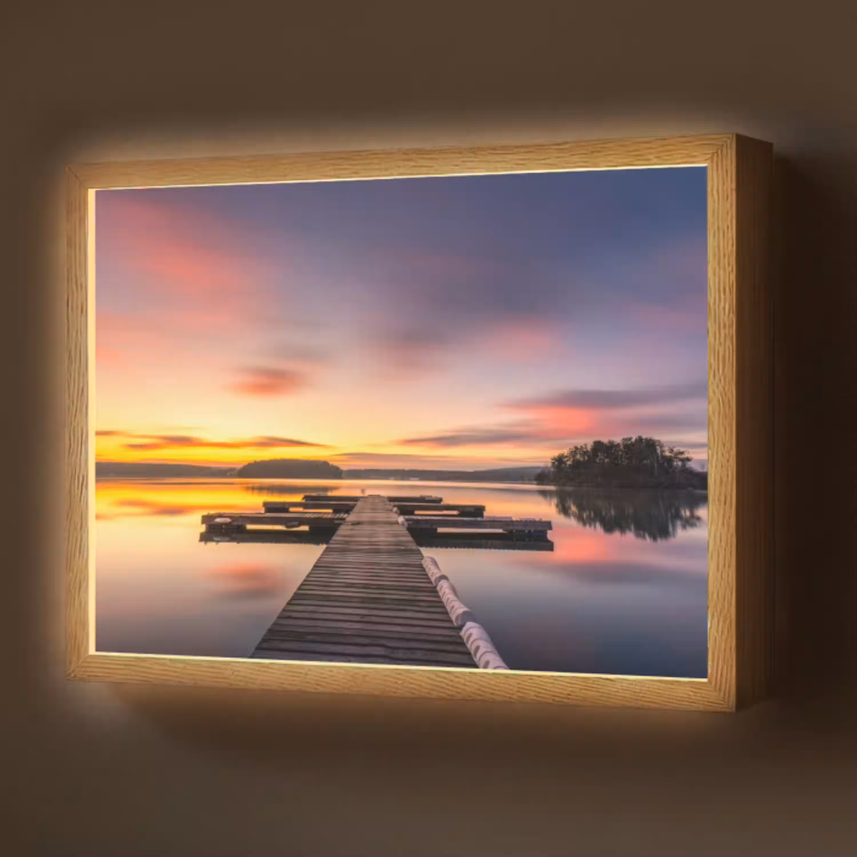 Steiger - Zonsondergang - Water - Zee - Reflectie Light Box met batterij (Wandlamp) middel -z3d_website