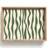 Golvende lijnen - Beige - Groen - Strepen - Abstract Dienblad Rechthoek middel -z3d_shopping
