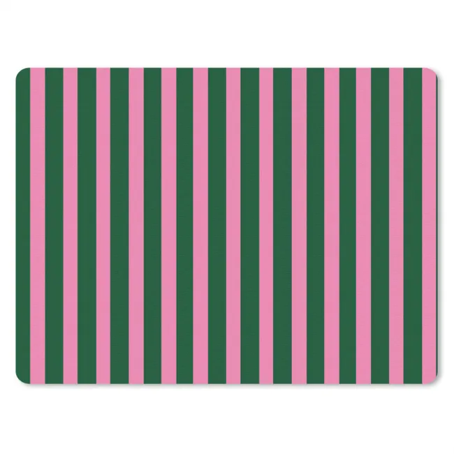Muismat - Verticale strepen - Groen - Roze