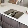 Kat - Kokskleding - Zwart - Wit Inductie beschermer vinyl 3mm klein -sfeer8