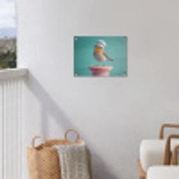 Roodborstje - Vogel - Koksmuts - Sokkel tuinposter los doek klein -sfeer8