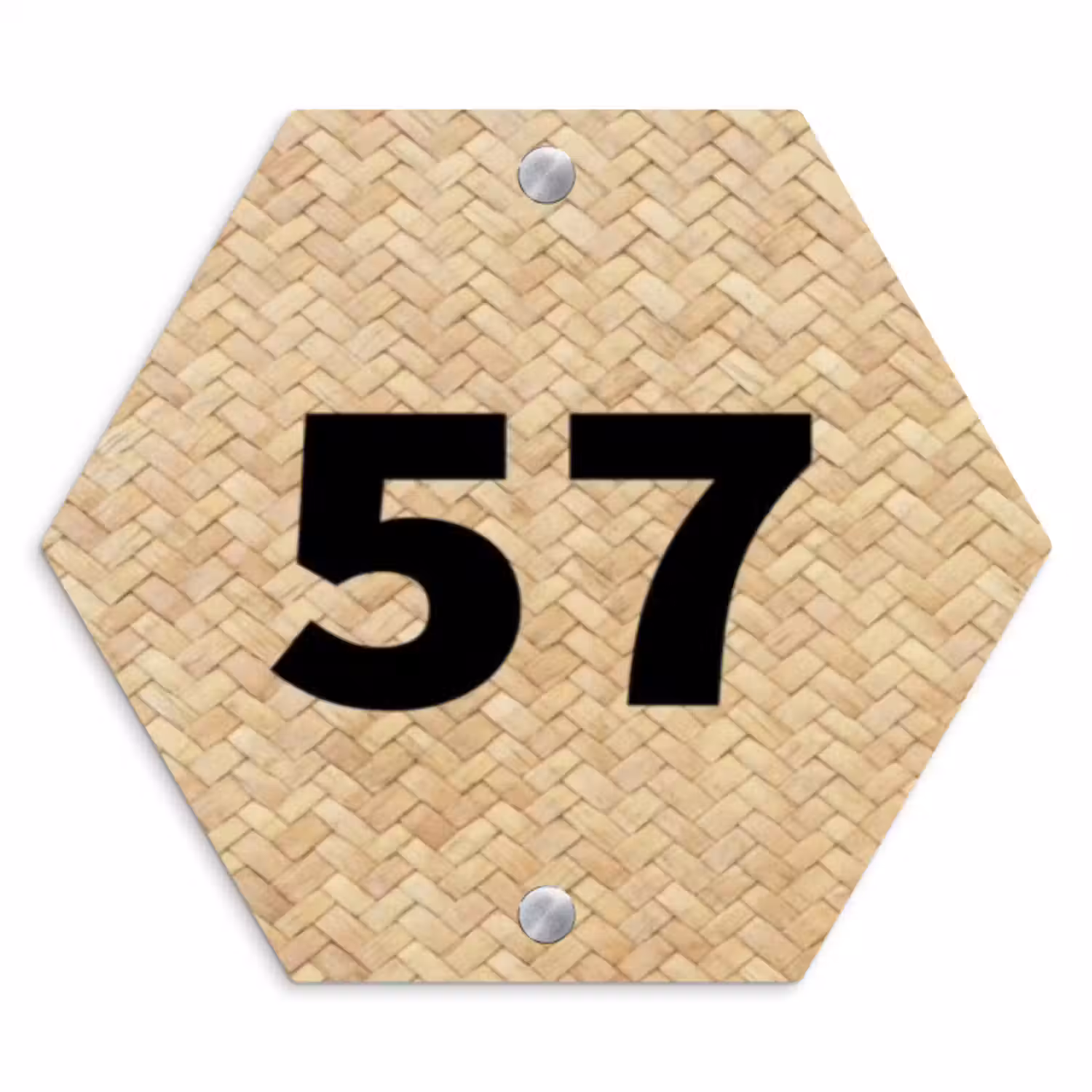 Naambordje voordeur - Hexagon - Gevlochten - Riet - Traditioneel