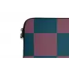 Schaakbord print - Blauw - Rood - Blokjes laptophoes neopreen klein -detail