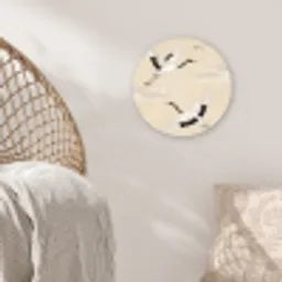 Kraanvogels - Bloesem - Beige Wandcirkel kunststof plaat 5mm dik klein -sfeer5