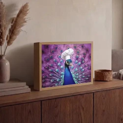 Pauw - Koksmuts - Cool - Paars Light Box met batterij (Wandlamp) middel -sfeer2
