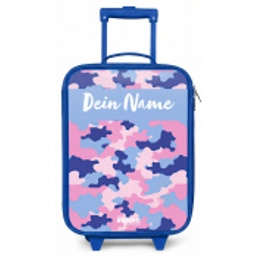Camouflage - Roze - Blauw Kinderkoffer - Blauw klein -zz3dotto