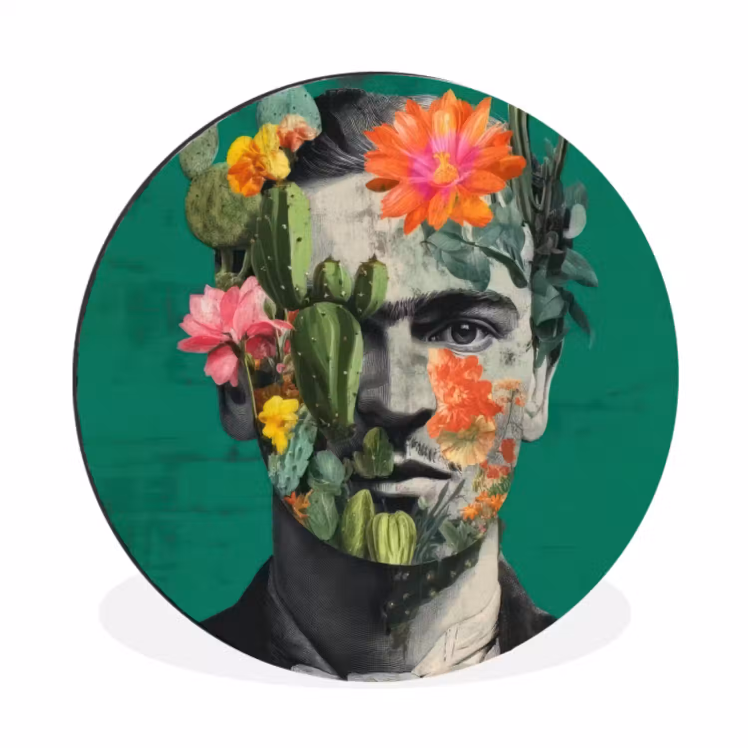 Wandcirkel Aluminium – Man - Planten - Groen