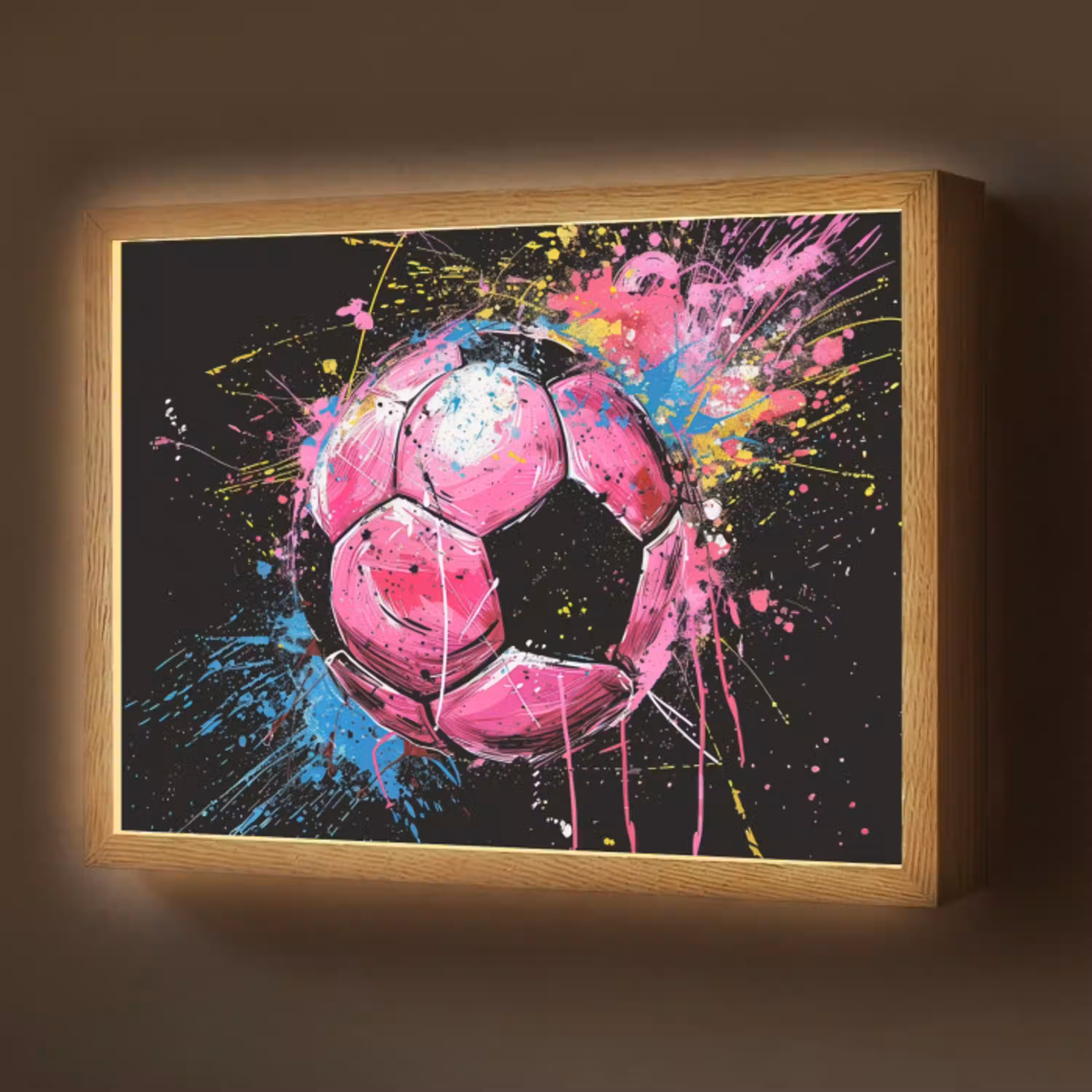 Graffiti - Sport - Voetbal - Bal - Roze Light Box met batterij (Wandlamp) middel -z3d_website
