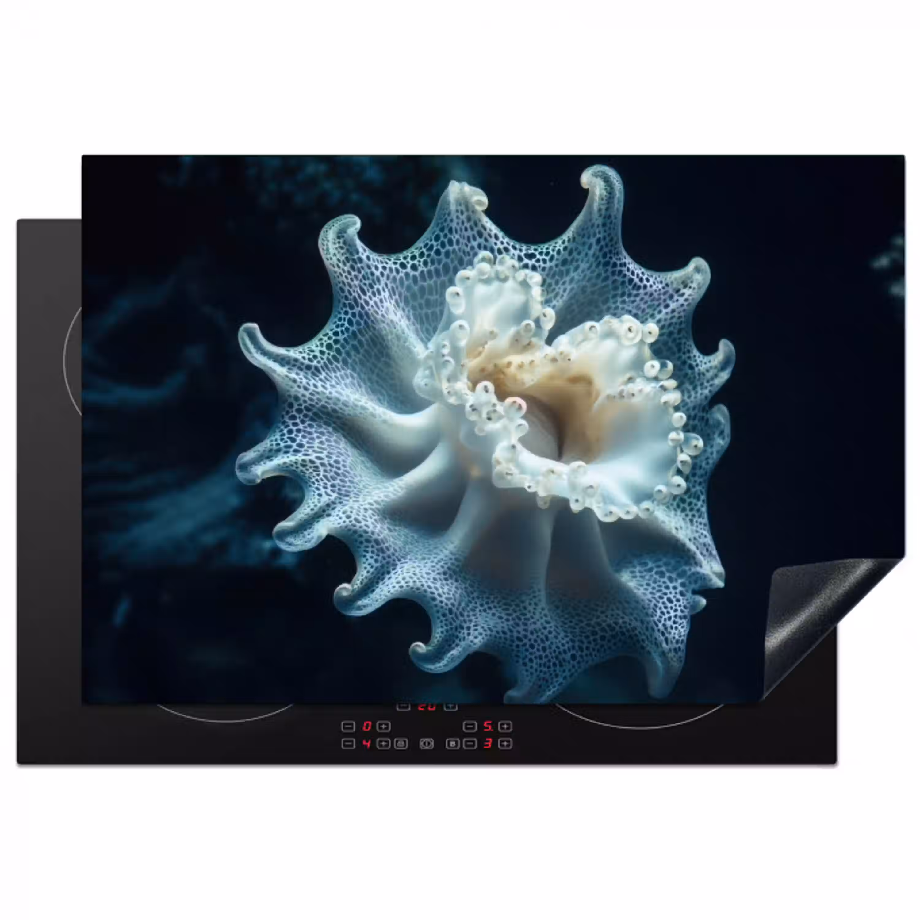 Zeewezen - Wit - Golven - Water Inductie beschermer vinyl 3mm klein -3d