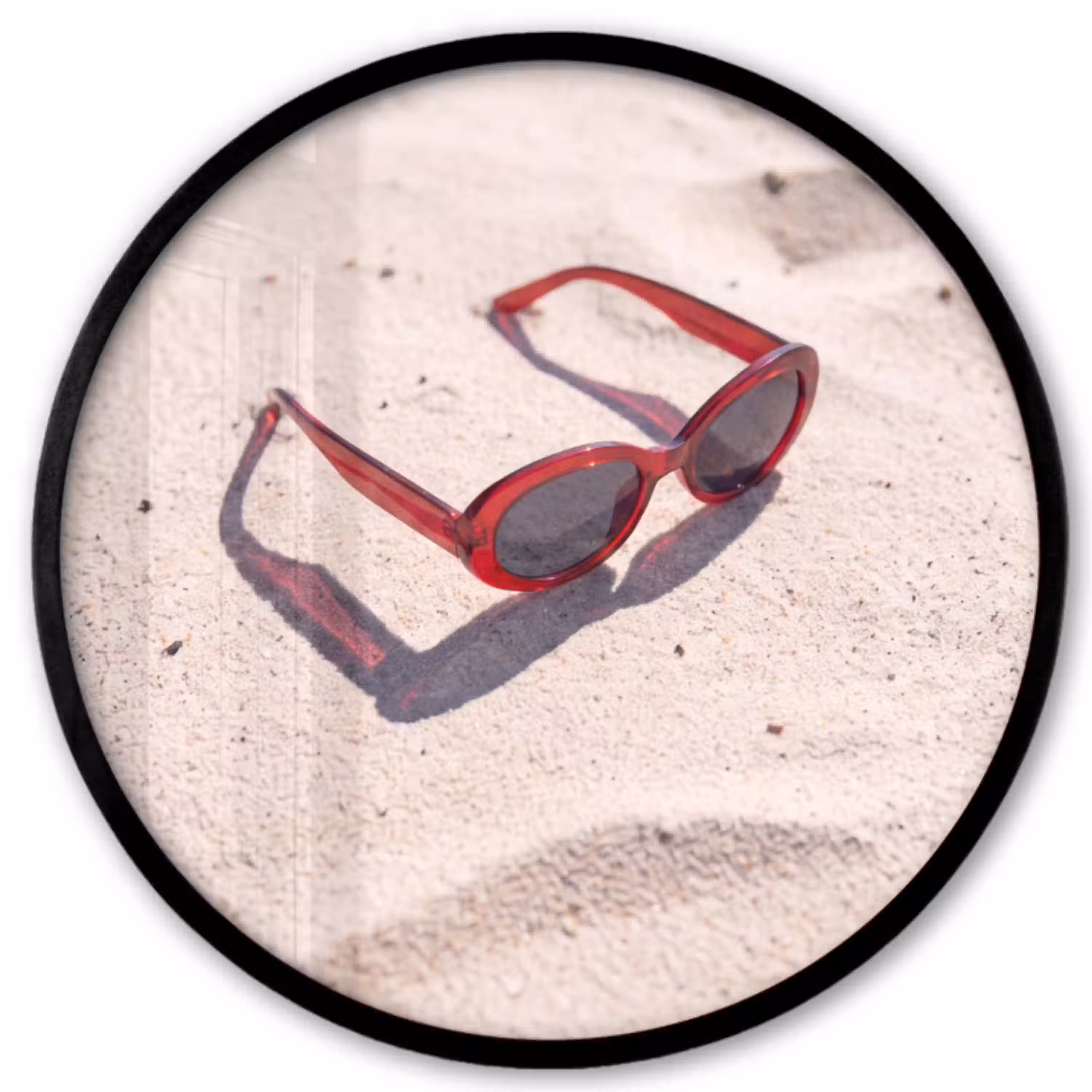 Zonnebril - Strand - Vakantie - Rood Fotolijst rond zonder passe partout klein -3d