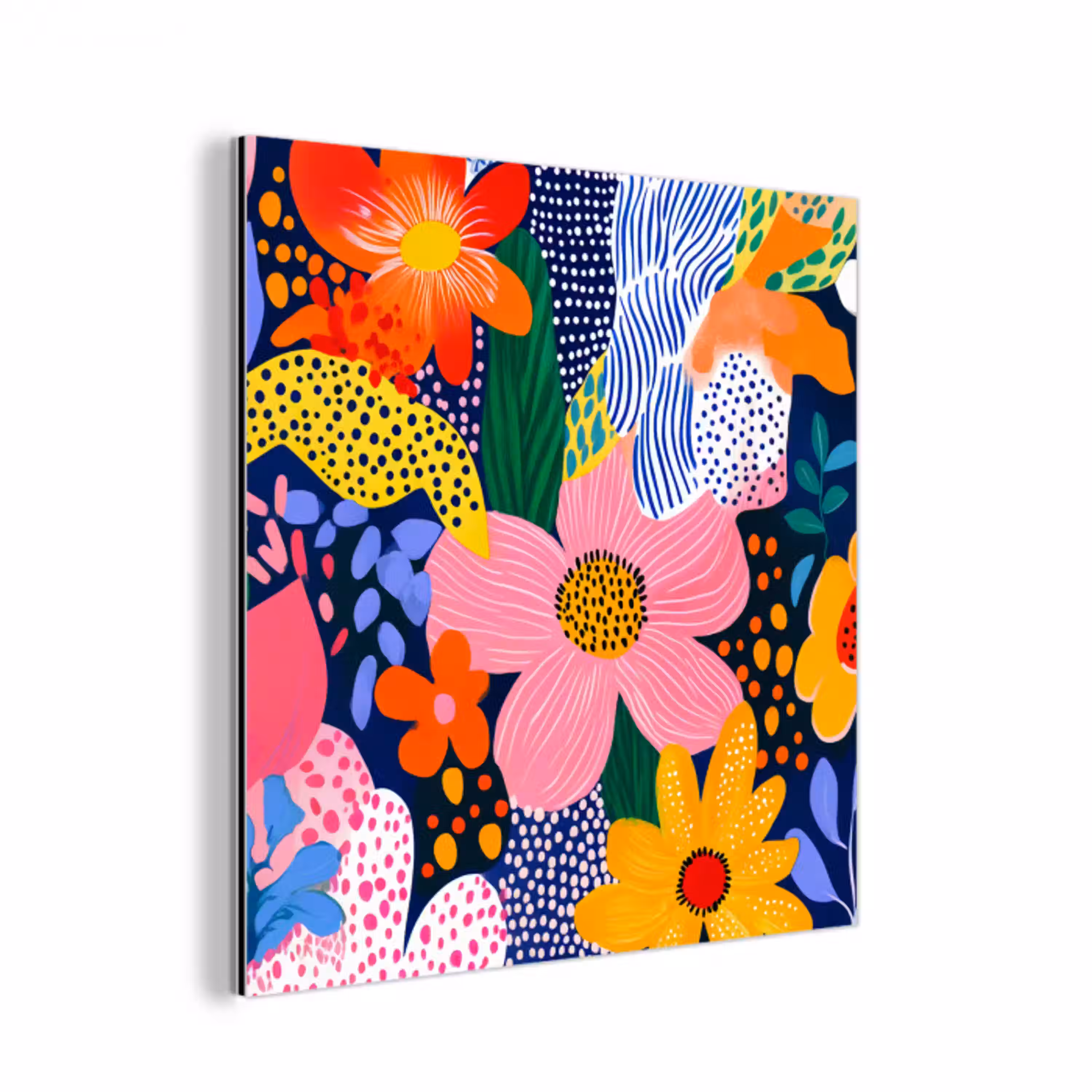 Kleurrijk - Bloemen - Abstract - Stippen aluminium wit klein -3d
