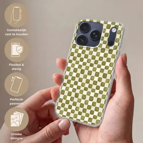 Schaak - Patroon - Groen Telefoonhoesje iPhone 17 Pro klein 878 -sfeer3_NL
