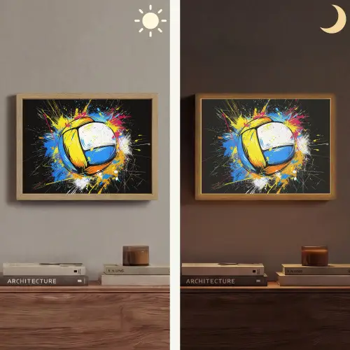 Graffiti - Sport - Volleybal - Bal Light Box met batterij (Wandlamp) middel -sfeer3