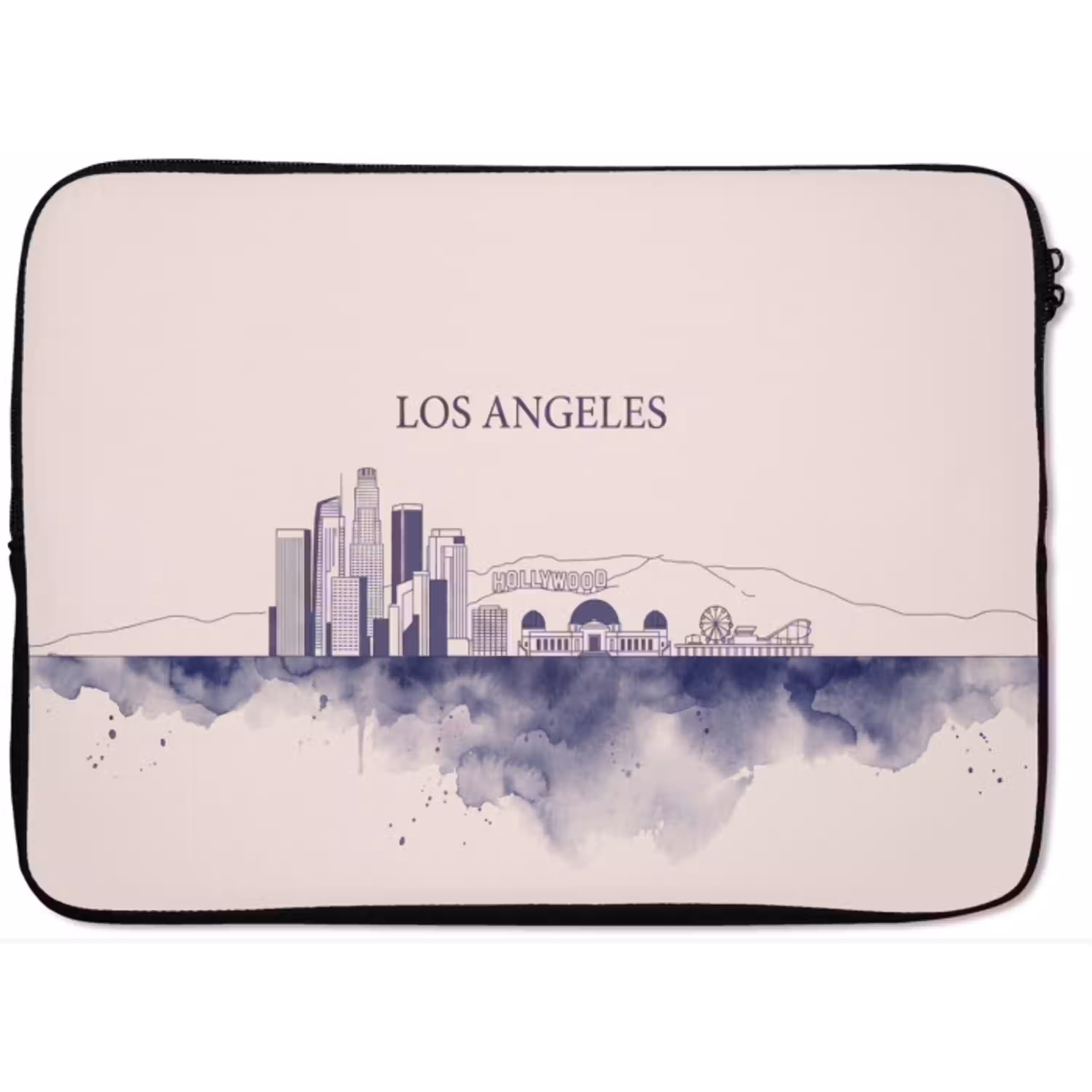 Los Angeles - Skyline - Architectuur - Aquarel - Blauw laptophoes neopreen klein -zkaufland3dotto