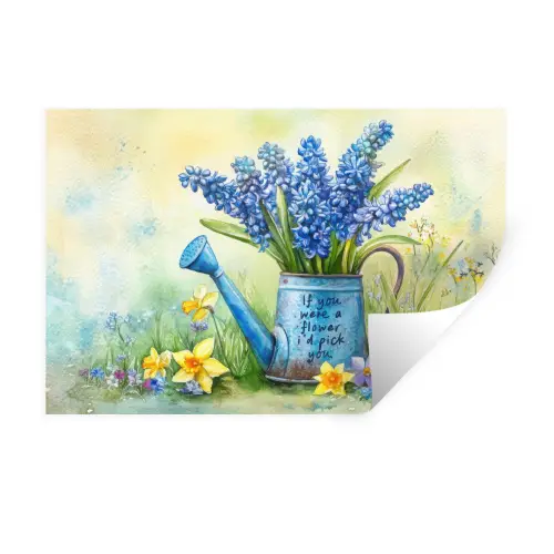 Lavendelbloemen - Quote - Gieter Muursticker klein -3d