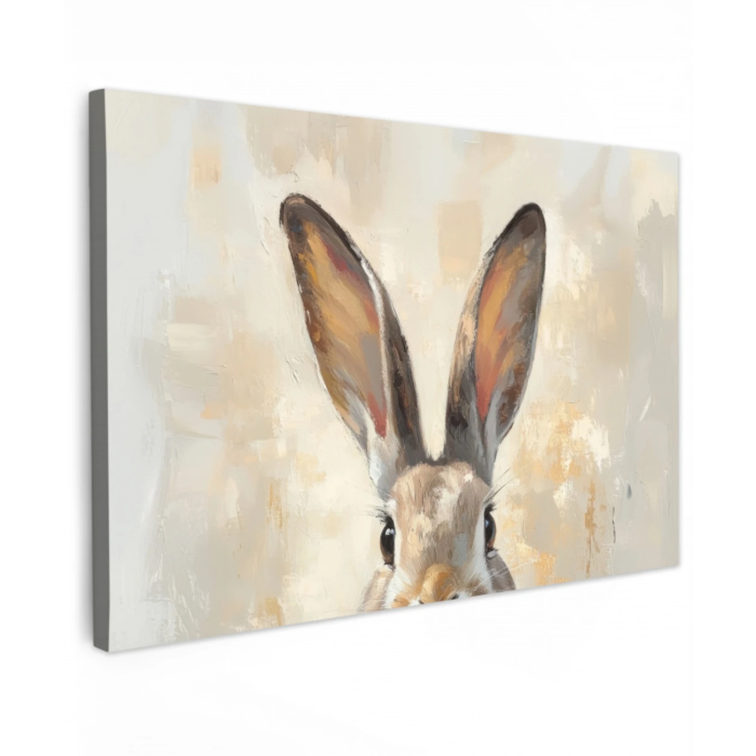 Haas - Oren - Bruin Tuinposter op houten frame 2 cm dik klein -3d