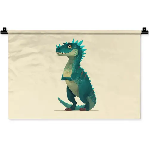 Dinosaurus - Turquoise - Stekels Wandkleed katoen klein -zz3d