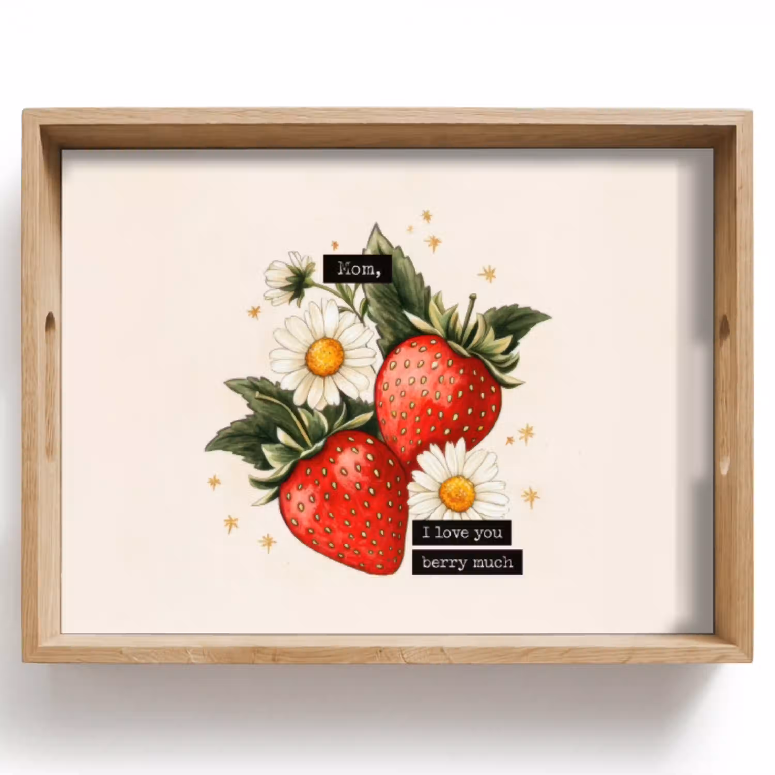 Aardbeien - Madeliefjes - Quote - Sterretjes Dienblad Rechthoek middel -z3d_shopping