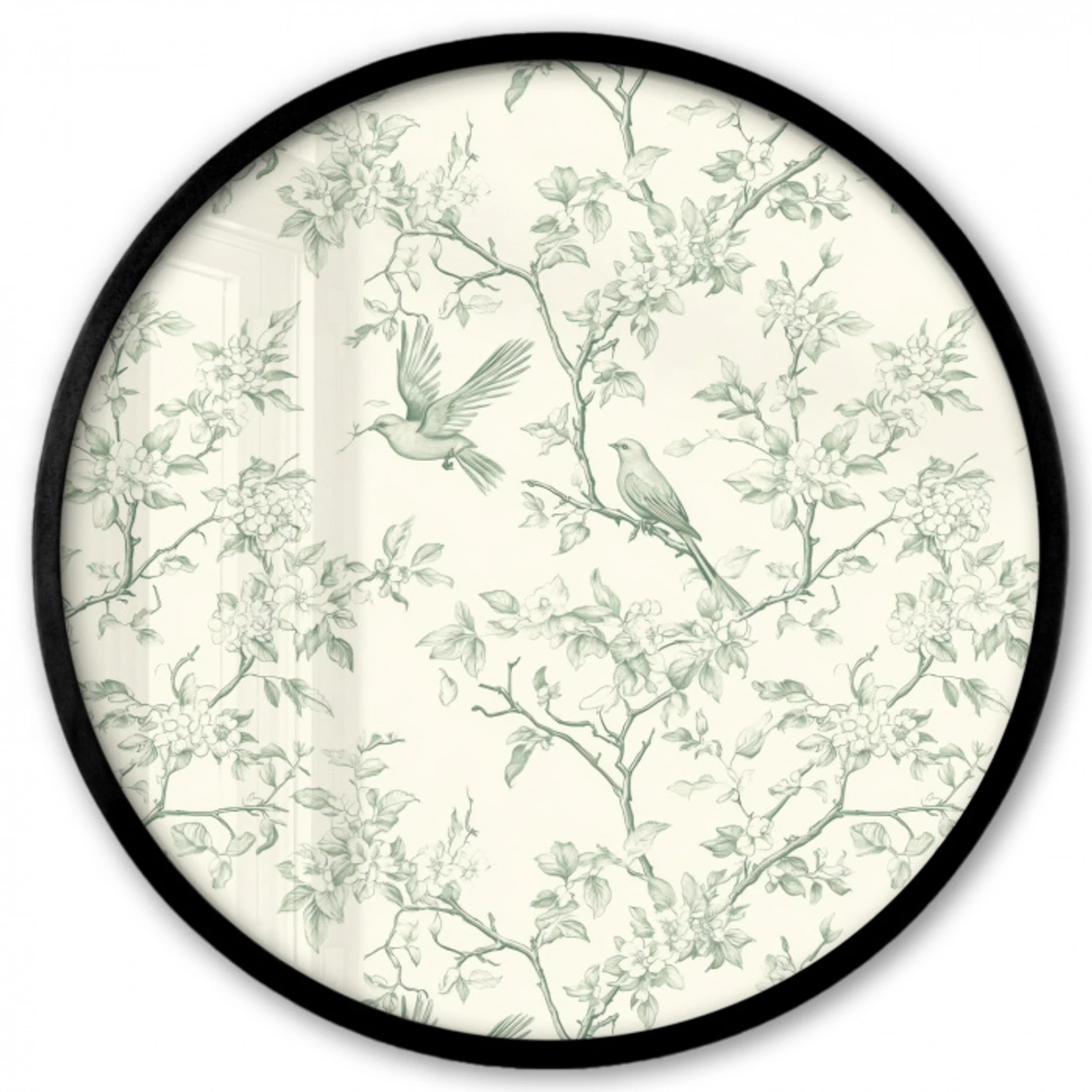 Klassiek - Vogels - Groen Fotolijst rond zonder passe partout klein 856 -3d