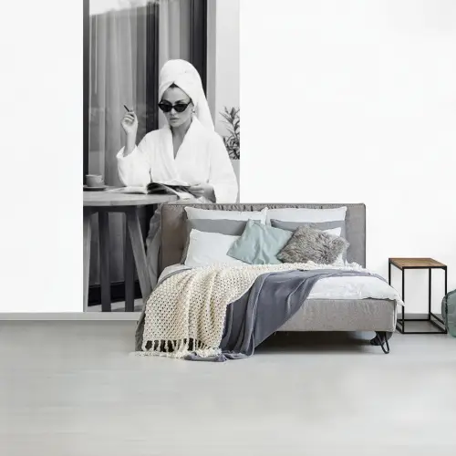 Modern - Vrouw - Zwart - Wit fotobehang vinyl groot -slaapkamer