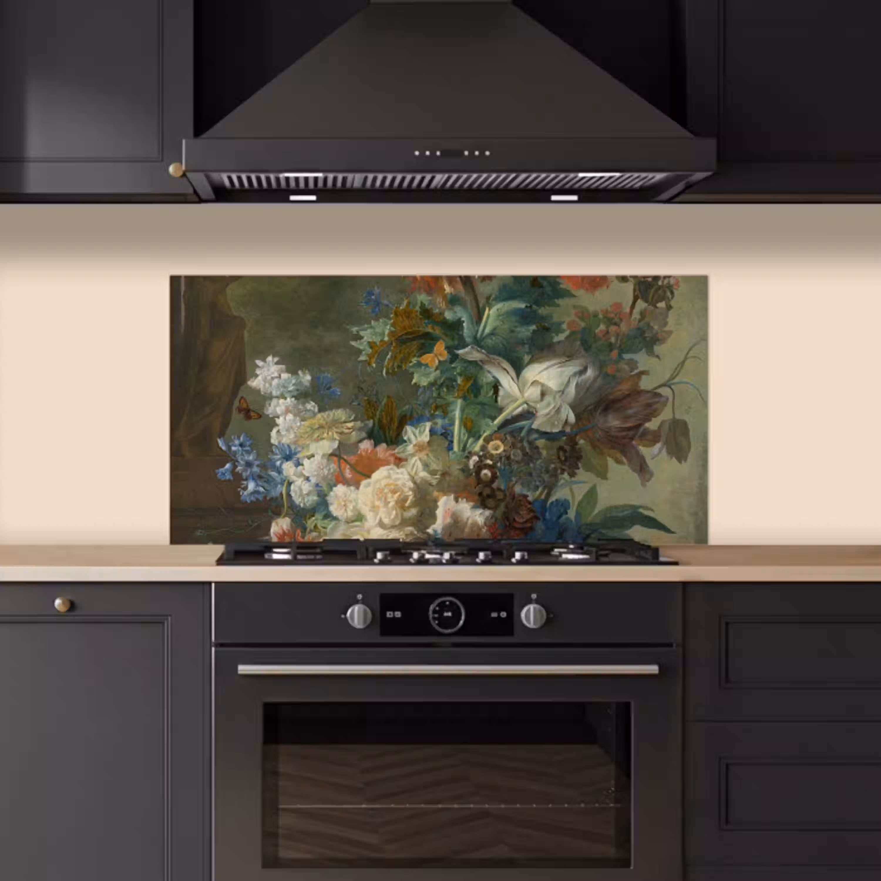 Stilleven met bloemen - Schilderij van Jan van Huysum keuken achterwand spatscherm middel -sfeer1