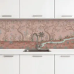 Nostalgisch - Reigers - Roze keuken achterwand 2 middel -3d